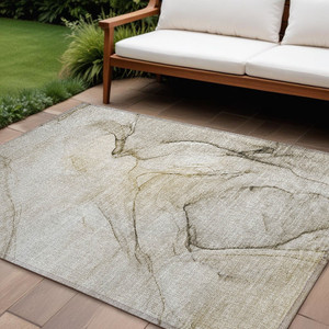 8' X 10' Beige and Gray Abstract Washable Non Skid Indoor Outdoor Area Rug N270-559349