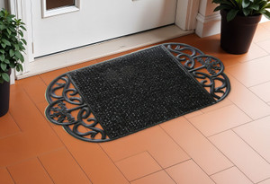 18" X 29" Black Rubber Outdoor Oval Door Mat N270-573982