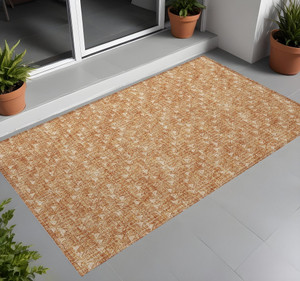 2' X 3' Salmon Geometric Washable Non Skid Indoor Outdoor Area Rug N270-560121