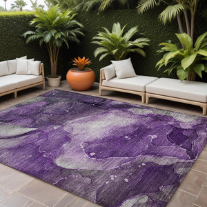 9' X 12' Purple Abstract Washable Non Skid Indoor Outdoor Area Rug N270-560526
