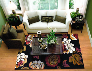 1' X 2' Black Polypropylene Area Rug N270-374495