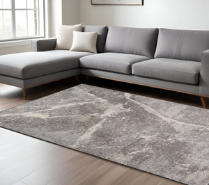 7' X 10' Gray and Ivory Abstract Area Rug N270-558386