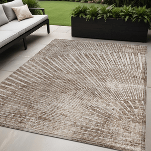 5' X 8' Taupe and Ivory Abstract Washable Non Skid Indoor Outdoor Area Rug N270-561997