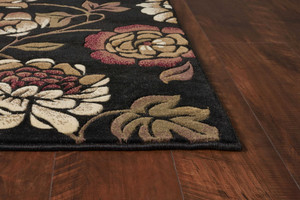 5' X 8' Black and Tan Floral Area Rug N270-374498