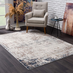 5' X 8' Navy Blue Distressed Striations Area Rug N270-390195
