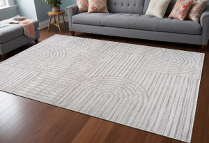 8' X 11' Gray Abstract Worn/Fade Area Rug N270-558438