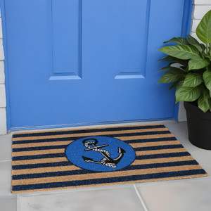 18" X 30" Brown and Blue Coir Anchor Outdoor Door Mat N270-555551