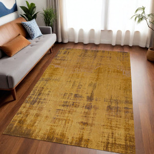 5' X 7' Yellow and Brown Abstract Non Skid Area Rug N270-548768