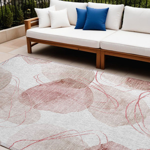 8' X 10' Merlot and Ivory Abstract Washable Non Skid Indoor Outdoor Area Rug N270-562125