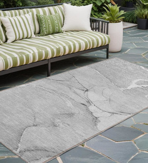 8' Runner Gray Abstract Washable Non Skid Indoor Outdoor Runner Rug N270-559894