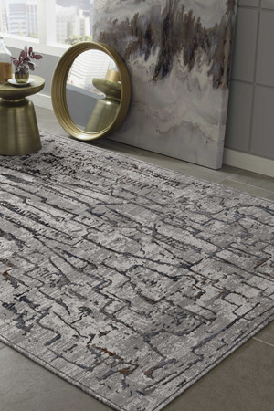 5' X 8' Grey Machine Woven Abstract Indoor Area Rug N270-374801