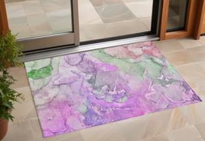 3' X 5' Purple Abstract Washable Non Skid Indoor Outdoor Area Rug N270-559189