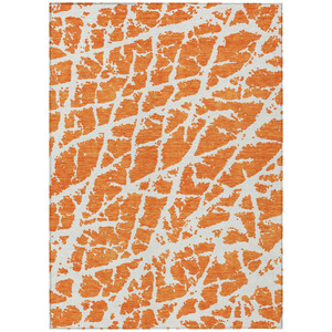 5' X 8' Orange and White Abstract Washable Non Skid Indoor Outdoor Area Rug N270-559284