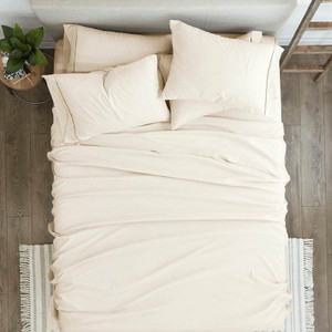King size Ivory Beige 6-Piece Wrinkle Resistant Microfiber/Polyester Sheet Set Q280-IVKI6992