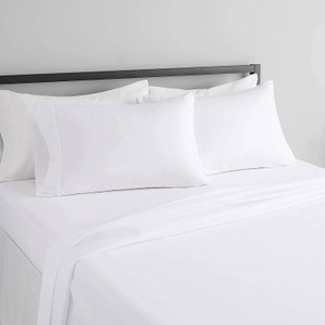 King 4-Piece Egyptian 100-Percent Cotton 1000 Thread Count Sheet Set - White Q280-KNWECSM589175