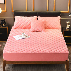 Color: Red, Size: 180cmx200cm - Crystal Velvet Bed Sheet One-Piece Thickened Bedspread Non-Slip Sim Q119-CJCZ108838518RI