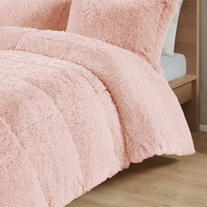 Twin/Twin XL Pink Blush Soft Sherpa Faux Fur 2-Piece Comforter Set Q280-BLTWDLCS597368142