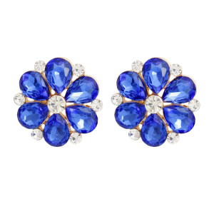 Stud Royal Blue Flower Small Stone Earrings Women T226-9485301809471