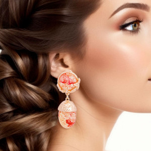 Drop Pink Gold Medium Statement Earrings for Women T226-9485350568255