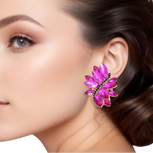 Clip On Purple Marquise Cluster Earrings for Women T226-9485337100607