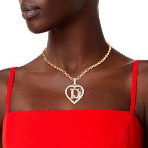 Gold Designer D Heart Necklace T226-9485509919039