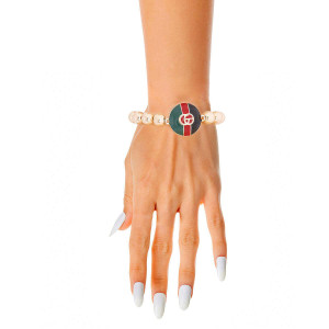 Gold Metal Ball Stripe Dome Bracelet T226-9485628145983