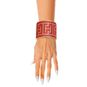 Radiant Red Greek Key Cuff - Bespoke Gold T226-9485712064831