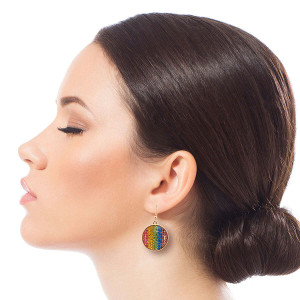 Rainbow Stripe Disc Earrings T226-9485885342015