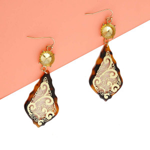 Gold Filigree Tortoiseshell Earrings T226-9485892911423