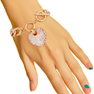 Clear Gold Heart Toggle Bracelet T226-9485563658559