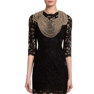 Gilded Grace: Gold Pearl Bib and Back Drape Necklace T226-9485355155775