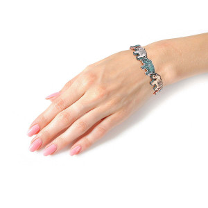 Patina Metal Engraved Elephant Bracelet T226-9485749748031