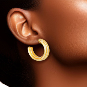 Hoop 14K Gold Small Solid Metal Earrings for Women T226-9485413548351