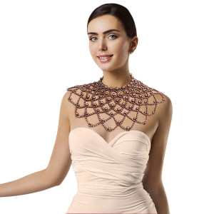 Brown Pearl Choker Cape T226-9485884588351