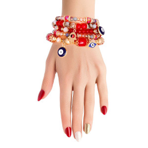 Red Glass Bead Evil Eye Bracelets T226-9485721469247