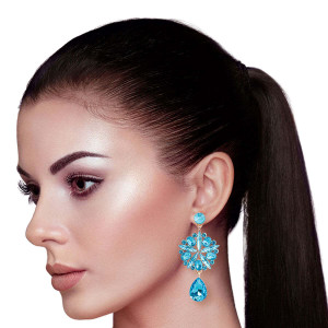 Aqua Crystal Burst Earrings T226-9485862961471
