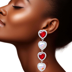 AURBO Crystal Quad Heart Earrings T226-9485568770367