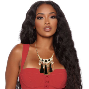 Tribal Black Tassel Necklace Set T226-9485942653247