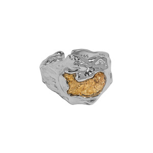 Fashion Irregular Golen Lake 925 Sterling Silver Adjustable Ring R866-HFH_664933170683