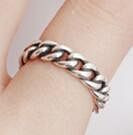 Vintage Hollow Curb Chain 925 Sterling Silver Adjustable Ring R866-HFH_529688765133