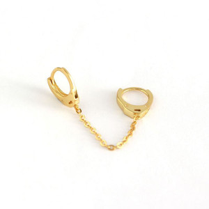 Fashion Double Holes Chain 925 Sterling Silver Hoop Earring(Single) R866-MLYH_626892953036