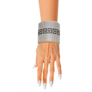 Greek Key Glamour Cuff - Silver Stripe T226-9485711933759