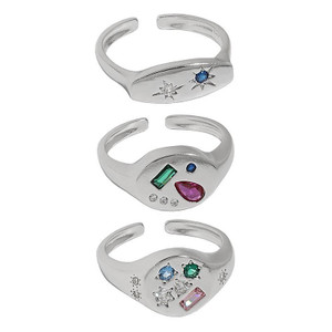 Colorful Geometry Star Oval CZ 925 Sterling Silver Adjustable Ring R866-HFH_653533119295