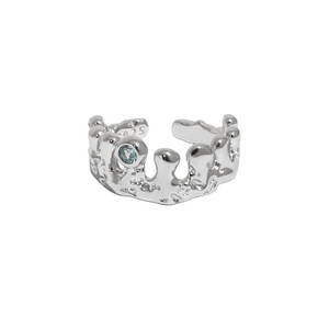 Elegant Round CZ Irregular Crown 925 Sterling Silver Adjustable Ring R866-HFH_672315653687