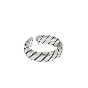 Vintage Twill Twisted 925 Sterling Silver Adjustable Ring R866-HFH_634226595967