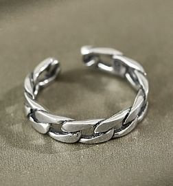 Vintage Hollow Chain  Casual 925 Sterling Silver Adjustable Ring R866-HFH_522863134481