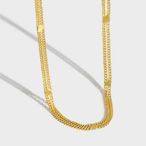 Double Layer Chain 925 Sterling Silver Choker Necklace R866-HFH_626129120714