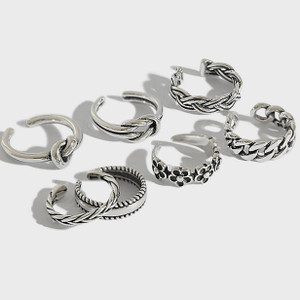 Vintage Knot Twisted Flowers 925 Sterling Silver Adjustable Tail Joint Ring R866-HFH_552290547601