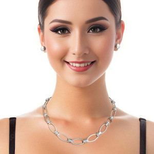 Silver Wrapped Oval Link Set T226-9485461258559