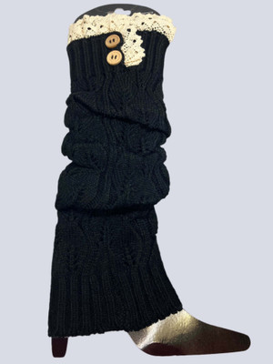 Color: BLACK - Lovely And Lacy Long Cable Knit Boot Socks K290-50046890606865